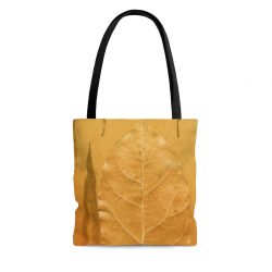 Tote Bag Golden Brown Leaf Print Beige Gold Nature Art Print Old Antique Vintage