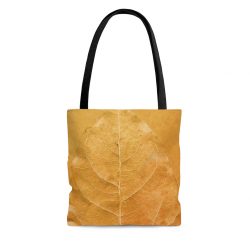 Tote Bag Golden Leaf Vein Print Beige Gold Nature Art Print Old Antique Vintage