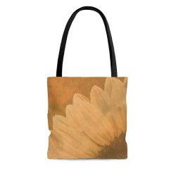 Tote Bag Large Sunflower Flower Art Print Old Antique Vintage Beige Yellow Brown