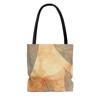 Tote Bag Leaves Leaf Print Blue Beige Cream Nature Art Print Old Antique Vintage