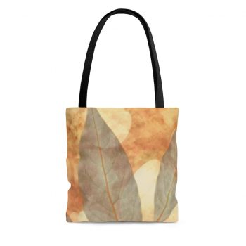 Tote Bag Leaves Leaf Print Blue Beige Cream Nature Art Print Old Antique Vintage