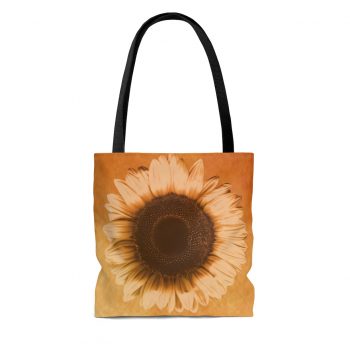 Tote Bag Sunflower Flower Art Print Old Antique Vintage Beige Yellow Brown Gold