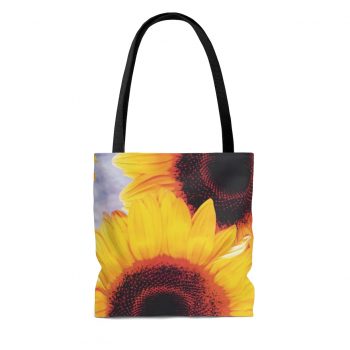 Tote Bag Sunflowers Flower Art Print Old Antique Vintage Blue Yellow Brown