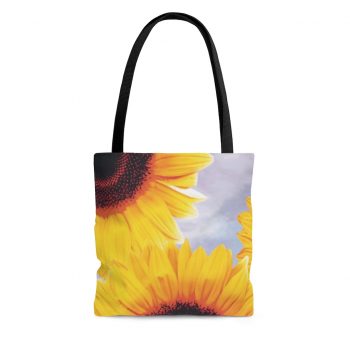 Tote Bag Sunflowers Flower Art Print Old Antique Vintage Blue Yellow Brown