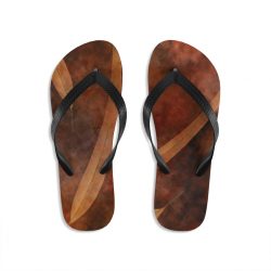 Unisex Flip-Flops Dark Brown Leaves Leaf Beige Nature Art Print Old Antique