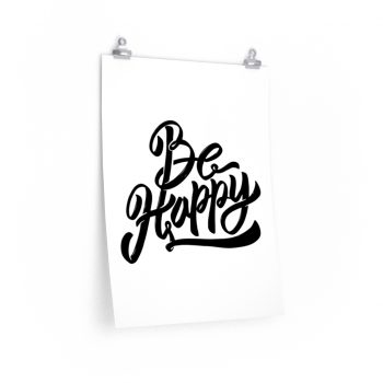 Wall Art Posters Prints - Be Happy - Black and White