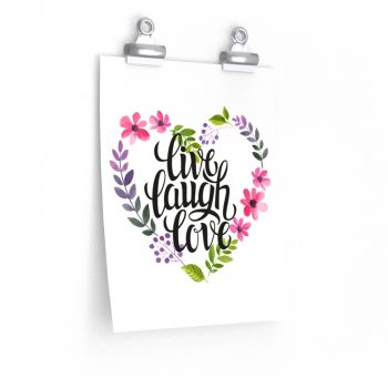 Wall Art Posters Prints - Live Laugh Love - Heart Flowers