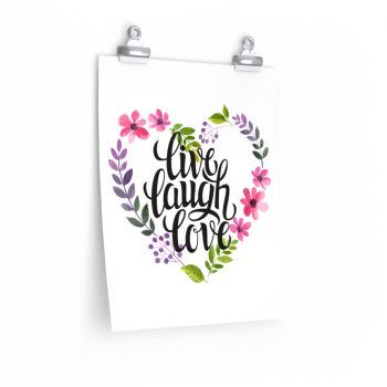 Wall Art Posters Prints - Live Laugh Love - Heart Flowers