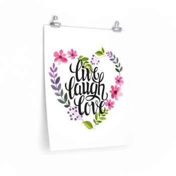 Wall Art Posters Prints - Live Laugh Love - Heart Flowers