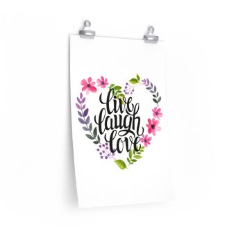 Wall Art Posters Prints - Live Laugh Love - Heart Flowers