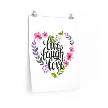 Wall Art Posters Prints - Live Laugh Love - Heart Flowers