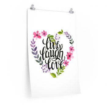 Wall Art Posters Prints - Live Laugh Love - Heart Flowers