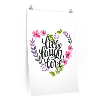 Wall Art Posters Prints - Live Laugh Love - Heart Flowers