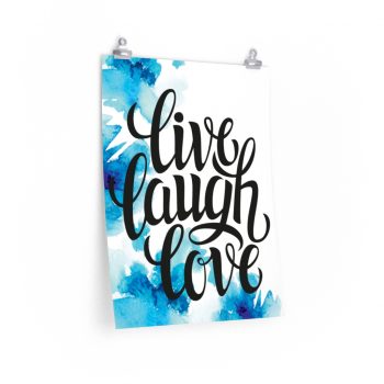 Wall Art Posters Prints - Live Laugh Love - Watercolor Blue Flowers