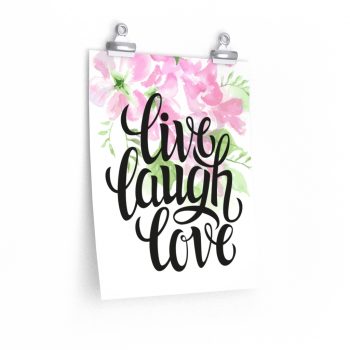 Wall Art Posters Prints - Live Laugh Love - Watercolor Pink Flowers