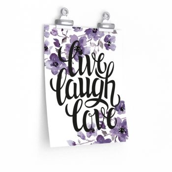 Wall Art Posters Prints - Live Laugh Love - Watercolor Purple Flowers