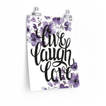 Wall Art Posters Prints - Live Laugh Love - Watercolor Purple Flowers