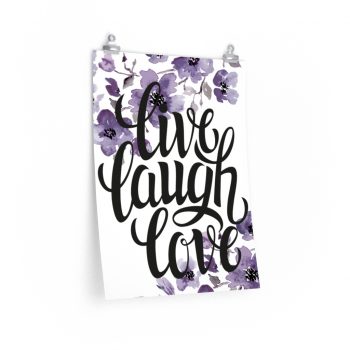 Wall Art Posters Prints - Live Laugh Love - Watercolor Purple Flowers