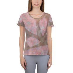 Women's Athletic T-shirt Colorful Leaves Leaf Print Purple Beige Cream Brown Nature Art Print Old Antique Vintage