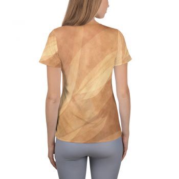 Women's Athletic T-shirt Leaves Leaf Print Abstract Sand Brown Beige Cream Nature Art Print Old Antique Vintage