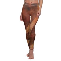 Women's Cut & Sew Casual Leggings Dark Brown Leaves Leaf Beige Nature Art Print Old Antique