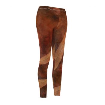 Women's Cut & Sew Casual Leggings Dark Brown Leaves Leaf Beige Nature Art Print Old Antique