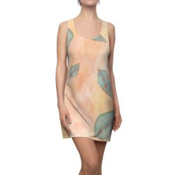 Women's Cut & Sew Racerback Dress Colorful Blue Leaves Leaf Beige Cream Coral Brown Art Print Old Antique Vintage