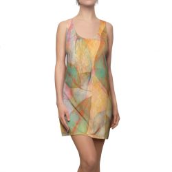 Women's Cut & Sew Racerback Dress Colorful Leaves Leaf Blue Pink Beige Cream Brown Art Print Old Antique Vintage