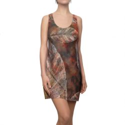 Women's Cut & Sew Racerback Dress Colorful Leaves Leaf Print Grey Beige Cream Brown Nature Art Print Old Antique Vintage