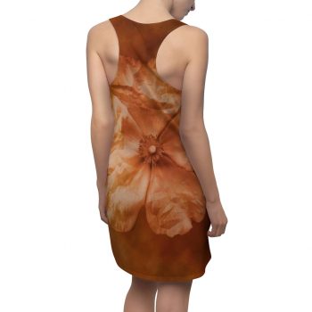 Women's Cut & Sew Racerback Dress Flower Art Print Old Antique Vintage Botanical Tan Beige Brown