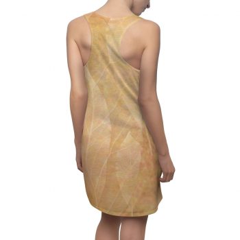 Women's Cut & Sew Racerback Dress Leaves Leaf Vein Print Beige Cream Brown Nature Art Print Old Antique Vintage