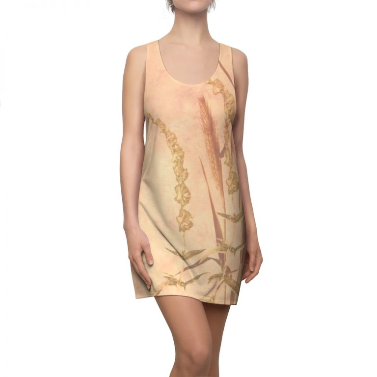 Women's Cut & Sew Racerback Dress Wheat Field Wheat Field Print Coral Beige Landscape Nature Art Print Old Antique Vintage