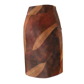 Women's Pencil Skirt Dark Brown Leaves Leaf Beige Nature Art Print Old Antique