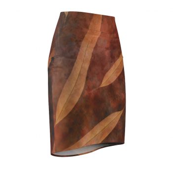 Women's Pencil Skirt Dark Brown Leaves Leaf Beige Nature Art Print Old Antique