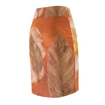 Women's Pencil Skirt Flower Art Print Old Antique Vintage Botanical Beige Brown Leaf Leaves