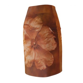 Women's Pencil Skirt Flower Art Print Old Antique Vintage Botanical Tan Beige Brown