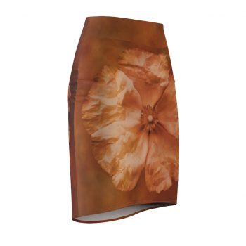 Women's Pencil Skirt Flower Art Print Old Antique Vintage Botanical Tan Beige Brown