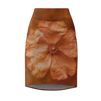 Women's Pencil Skirt Flower Art Print Old Antique Vintage Botanical Tan Beige Brown