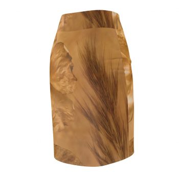 Women's Pencil Skirt Flower Leaf Wheat Art Print Old Antique Vintage Botanical Beige Cream