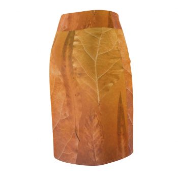 Women's Pencil Skirt Golden Brown Leaf Print Beige Gold Nature Art Print Old Antique Vintage