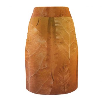 Women's Pencil Skirt Golden Brown Leaf Print Beige Gold Nature Art Print Old Antique Vintage