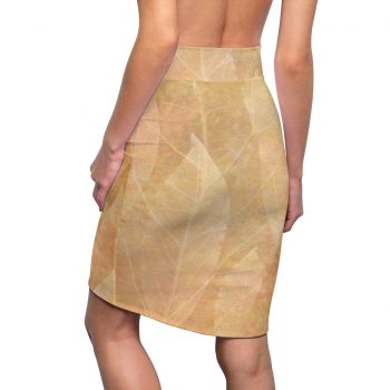 Women's Pencil Skirt Leaves Leaf Vein Print Beige Cream Brown Nature Art Print Old Antique Vintage