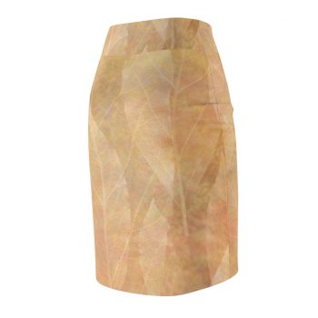 Women's Pencil Skirt Leaves Leaf Vein Print Beige Cream Brown Nature Art Print Old Antique Vintage