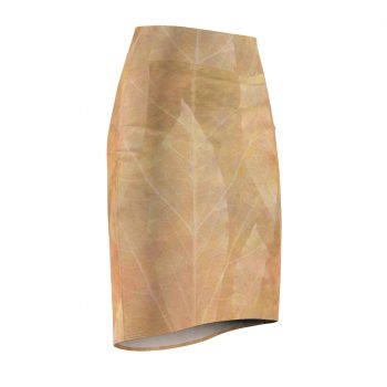 Women's Pencil Skirt Leaves Leaf Vein Print Beige Cream Brown Nature Art Print Old Antique Vintage