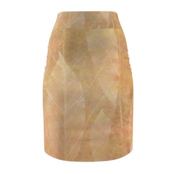 Women's Pencil Skirt Leaves Leaf Vein Print Beige Cream Brown Nature Art Print Old Antique Vintage