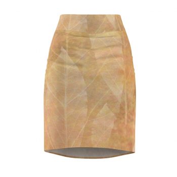 Women's Pencil Skirt Leaves Leaf Vein Print Beige Cream Brown Nature Art Print Old Antique Vintage