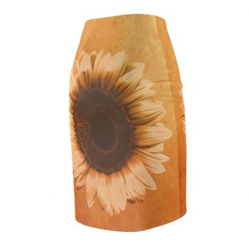 Women's Pencil Skirt Sunflower Flower Art Print Old Antique Vintage Beige Yellow Brown Gold