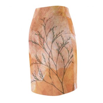 Women's Pencil Skirt Wheat Field Flowers Print Beige Landscape Nature Art Print Old Antique Vintage