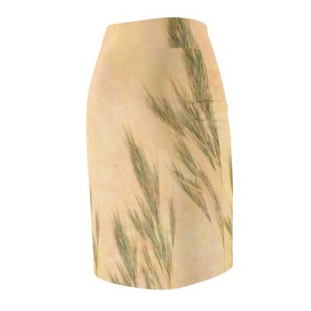 Women's Pencil Skirt Wheat Field Green Beige Landscape Nature Art Print Old Antique Vintage