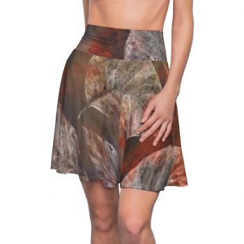 Women's Skater Skirt Colorful Leaves Leaf Print Grey Beige Cream Brown Nature Art Print Old Antique Vintage